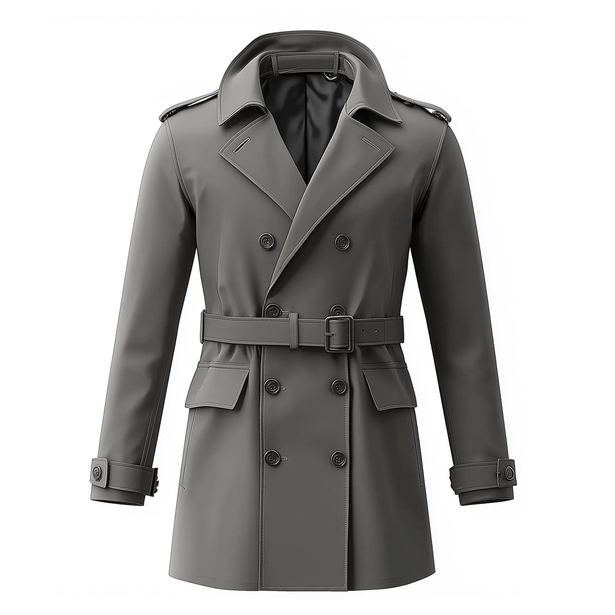 Mens Mini Trench Coat Trench Coats Double Breasted Jacket Storm Flap Lepal Collar Multipockets Water Resistant Jackets For Men