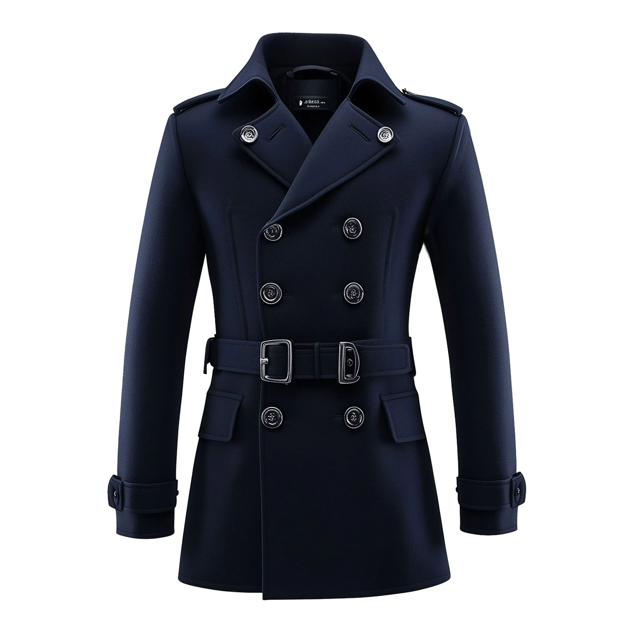 Mens Mini Trench Coat Trench Coats Double Breasted Navy Blue Jacket Storm Flap Lepal Collar Multipockets Water Resistant Jackets For Men