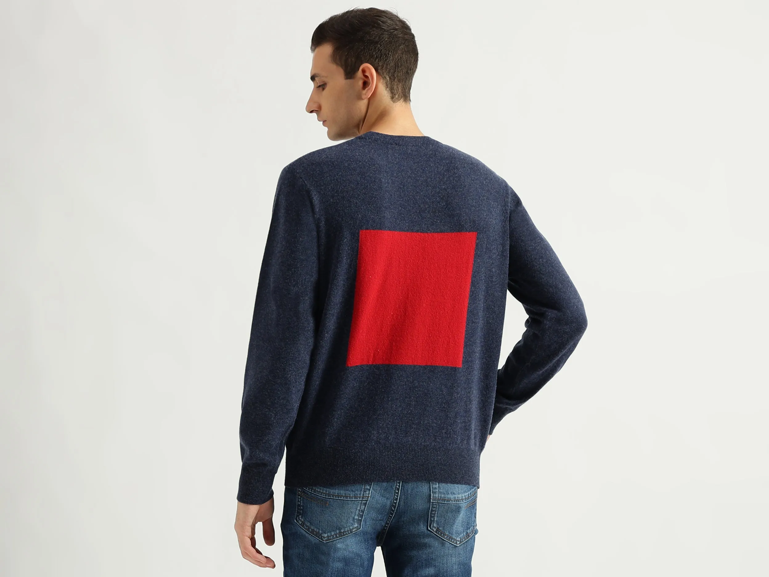 Men's Regular Fit Round Neck Color Block Sweaters