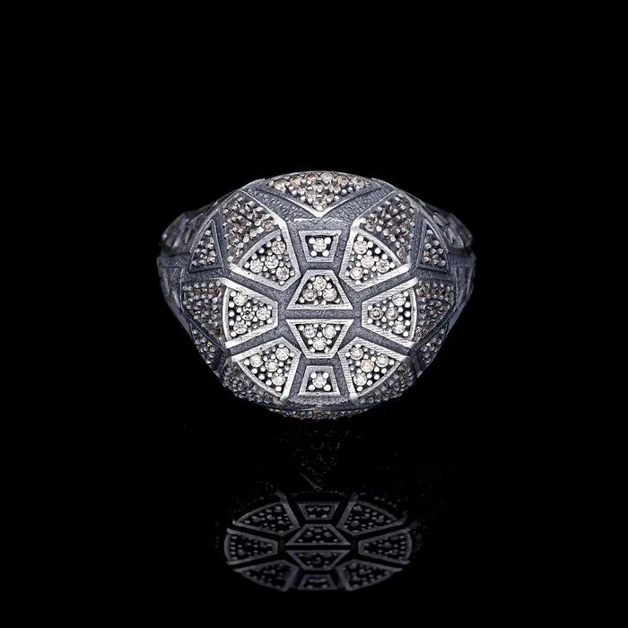 Men’s Sterling Silver Champagne Stone Ring
