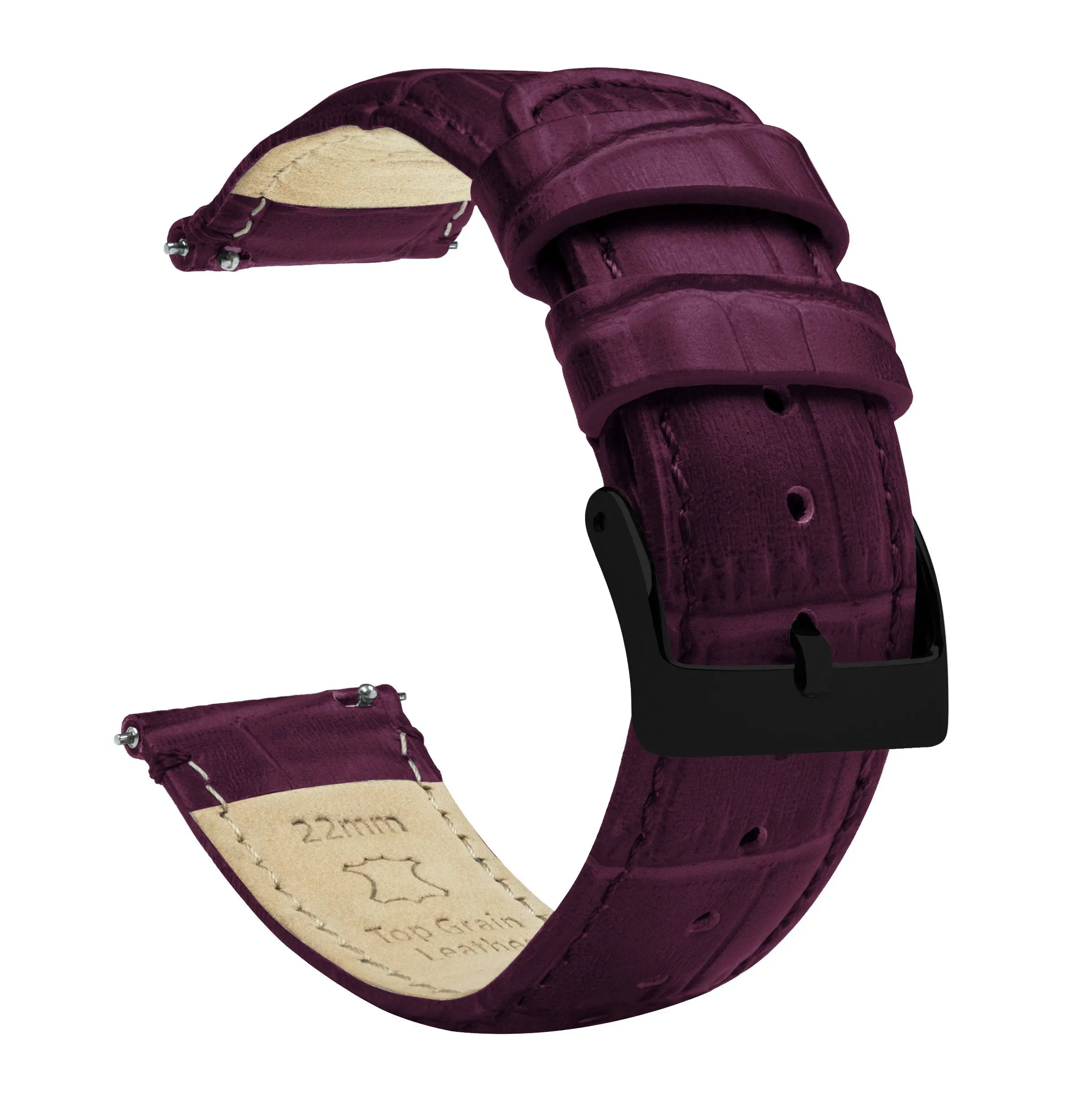 Merlot Alligator Grain Leather Watch Band (12mm, 15mm, 18mm, 23mm SALE)