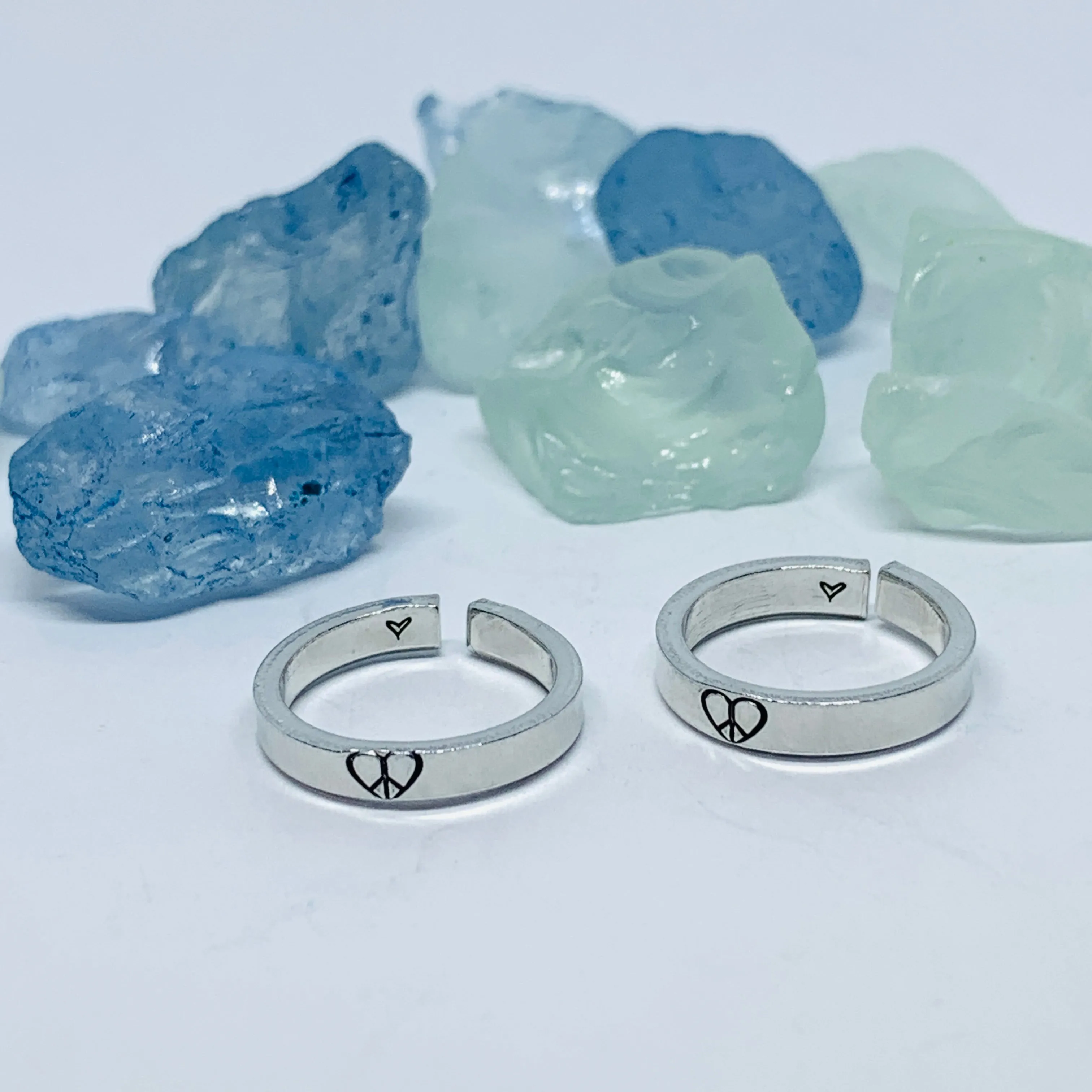 Mini Hand Stamped Stacking Rings | Self-Worth Stacking Rings | Stamped Metal Ring | Adjustable | Mix and Match