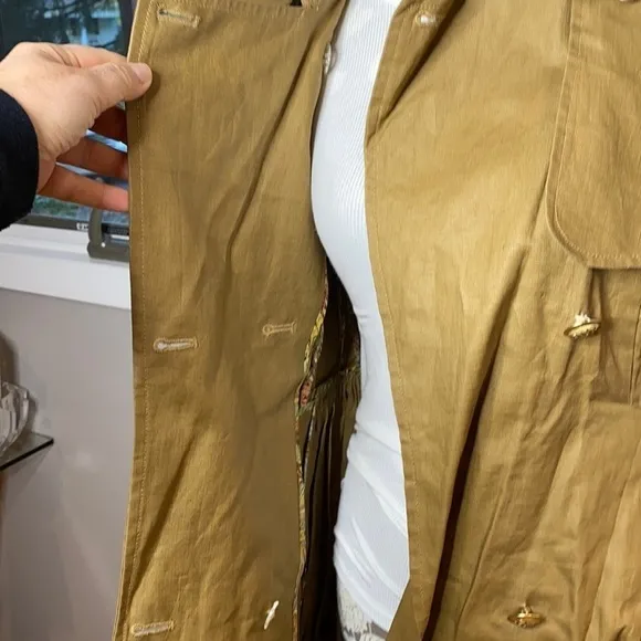 Mise en Scene Sz 2 Ruffian Anthropologie Linen Trench Coat Dress Milk Chocolate