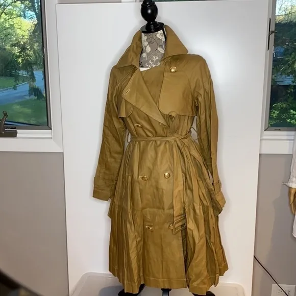 Mise en Scene Sz 2 Ruffian Anthropologie Linen Trench Coat Dress Milk Chocolate