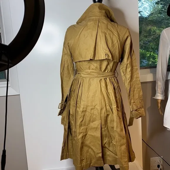 Mise en Scene Sz 2 Ruffian Anthropologie Linen Trench Coat Dress Milk Chocolate