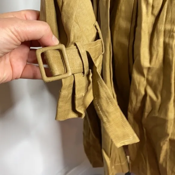Mise en Scene Sz 2 Ruffian Anthropologie Linen Trench Coat Dress Milk Chocolate