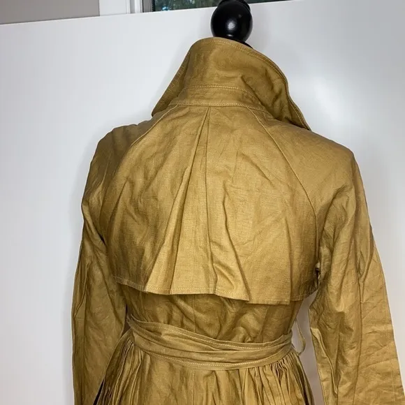 Mise en Scene Sz 2 Ruffian Anthropologie Linen Trench Coat Dress Milk Chocolate