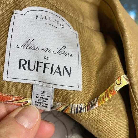 Mise en Scene Sz 2 Ruffian Anthropologie Linen Trench Coat Dress Milk Chocolate