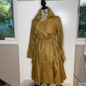 Mise en Scene Sz 2 Ruffian Anthropologie Linen Trench Coat Dress Milk Chocolate