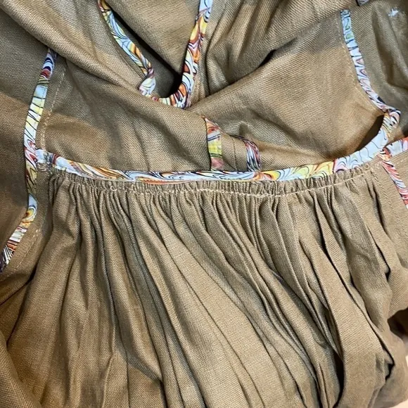 Mise en Scene Sz 2 Ruffian Anthropologie Linen Trench Coat Dress Milk Chocolate