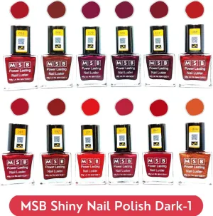 MSB Shiny Dark- 1 Nail Polish (Pack of 12, 8ML Each)