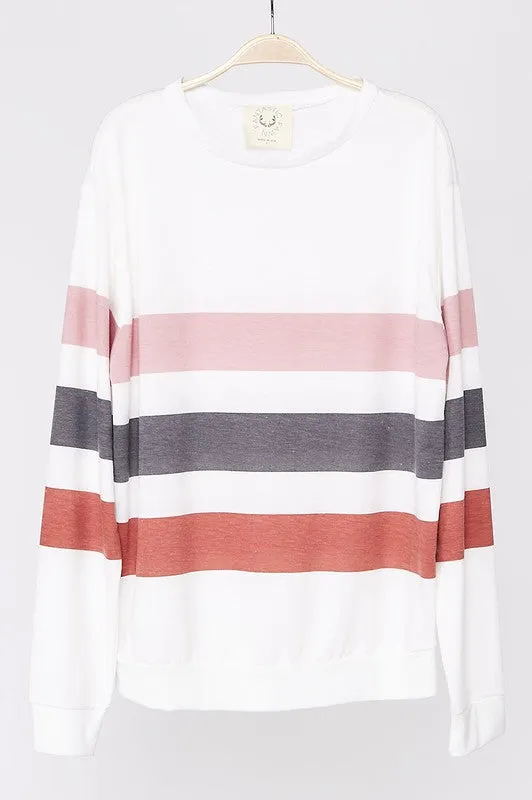 MULTI STRIPED PULLOVER SWEATERSHIRT