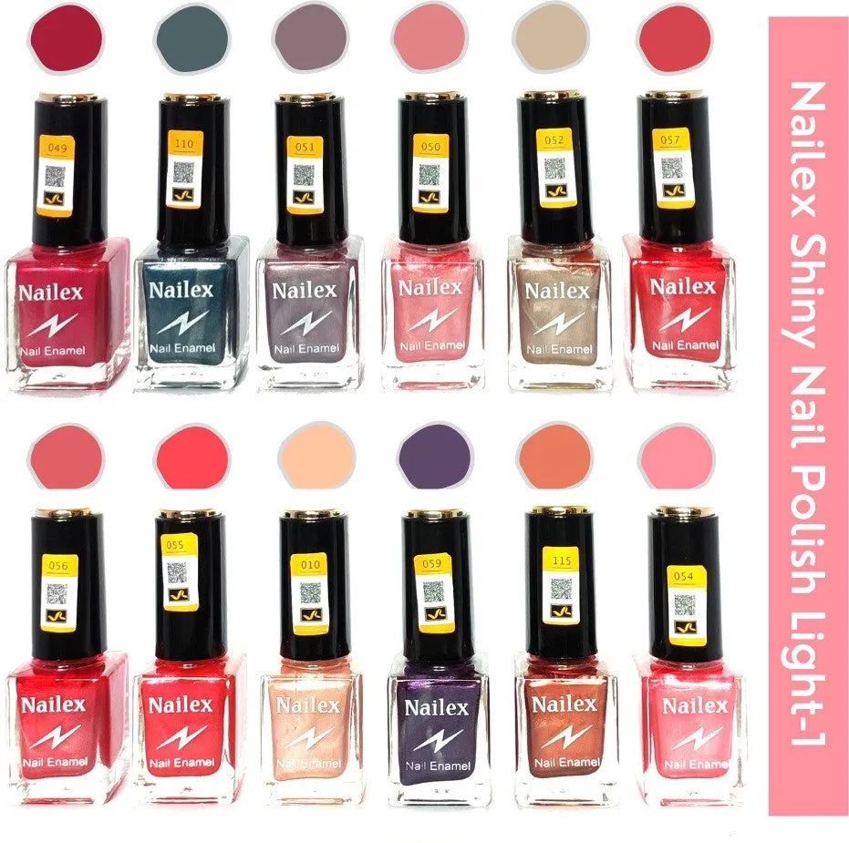 Nailex Shiny Light- 1 Nail Polish (Pack of 12, 9.9ML Each)