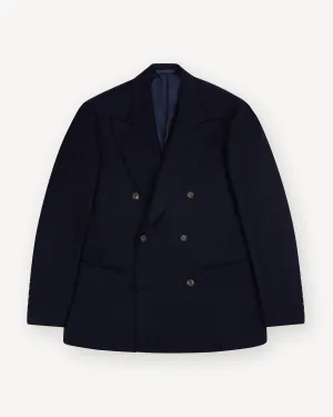 Navy Flannel Double Breasted Sport Coat