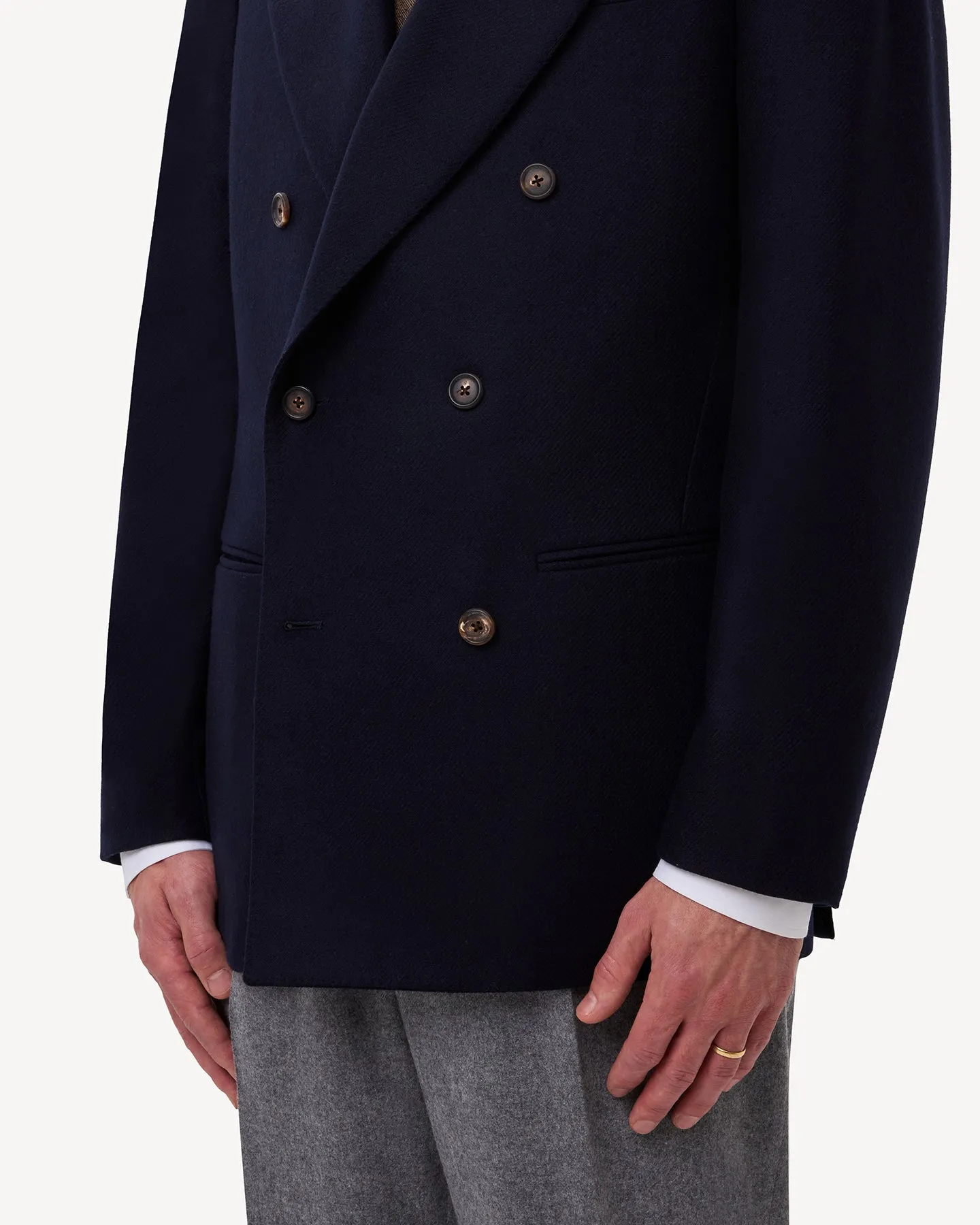 Navy Flannel Double Breasted Sport Coat