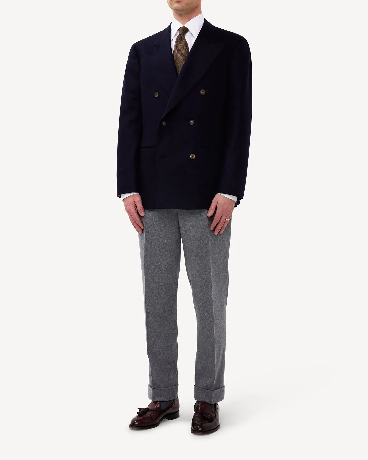 Navy Flannel Double Breasted Sport Coat
