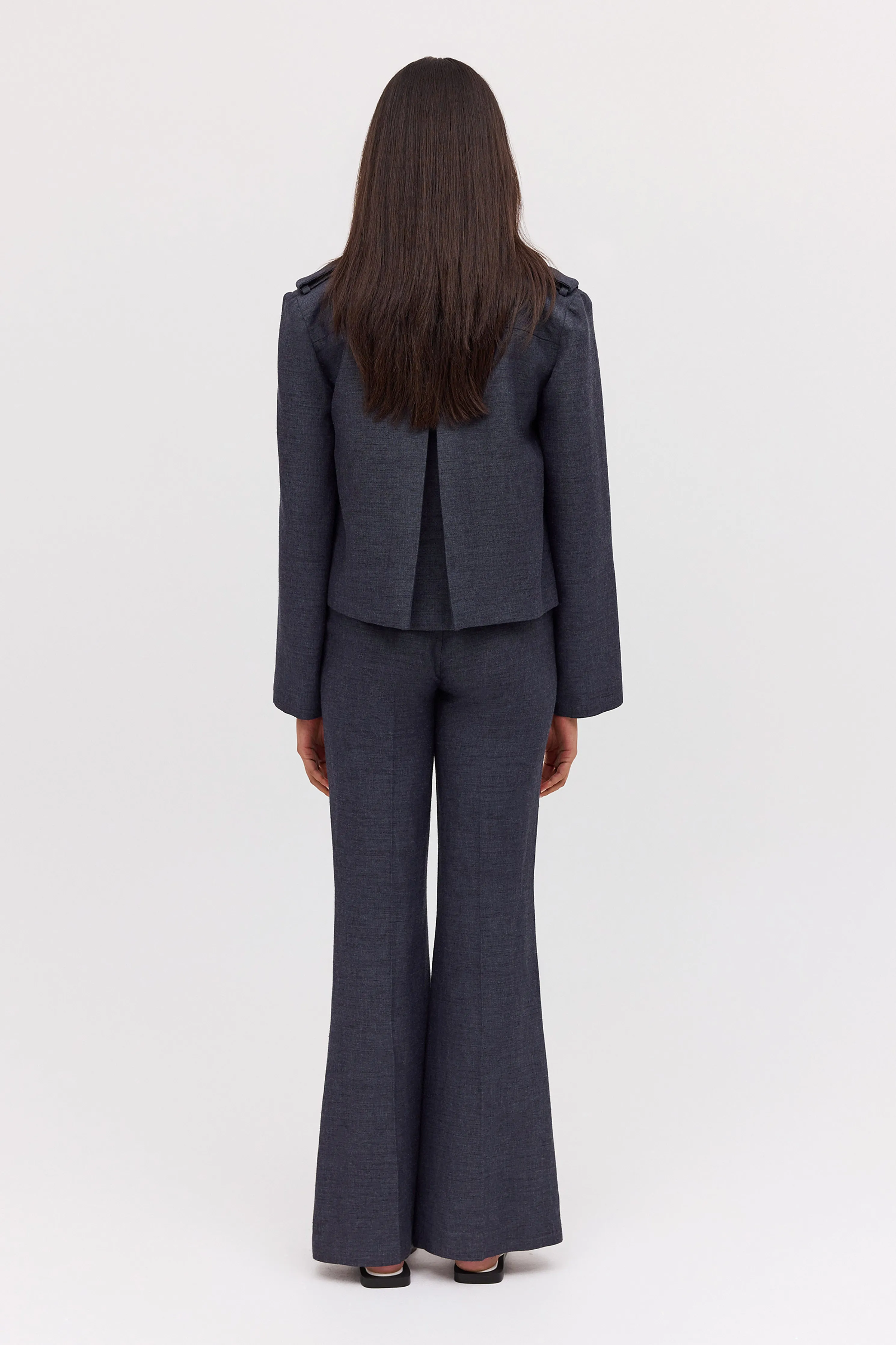 NAVY LINEN ELLIPSIS TRENCH