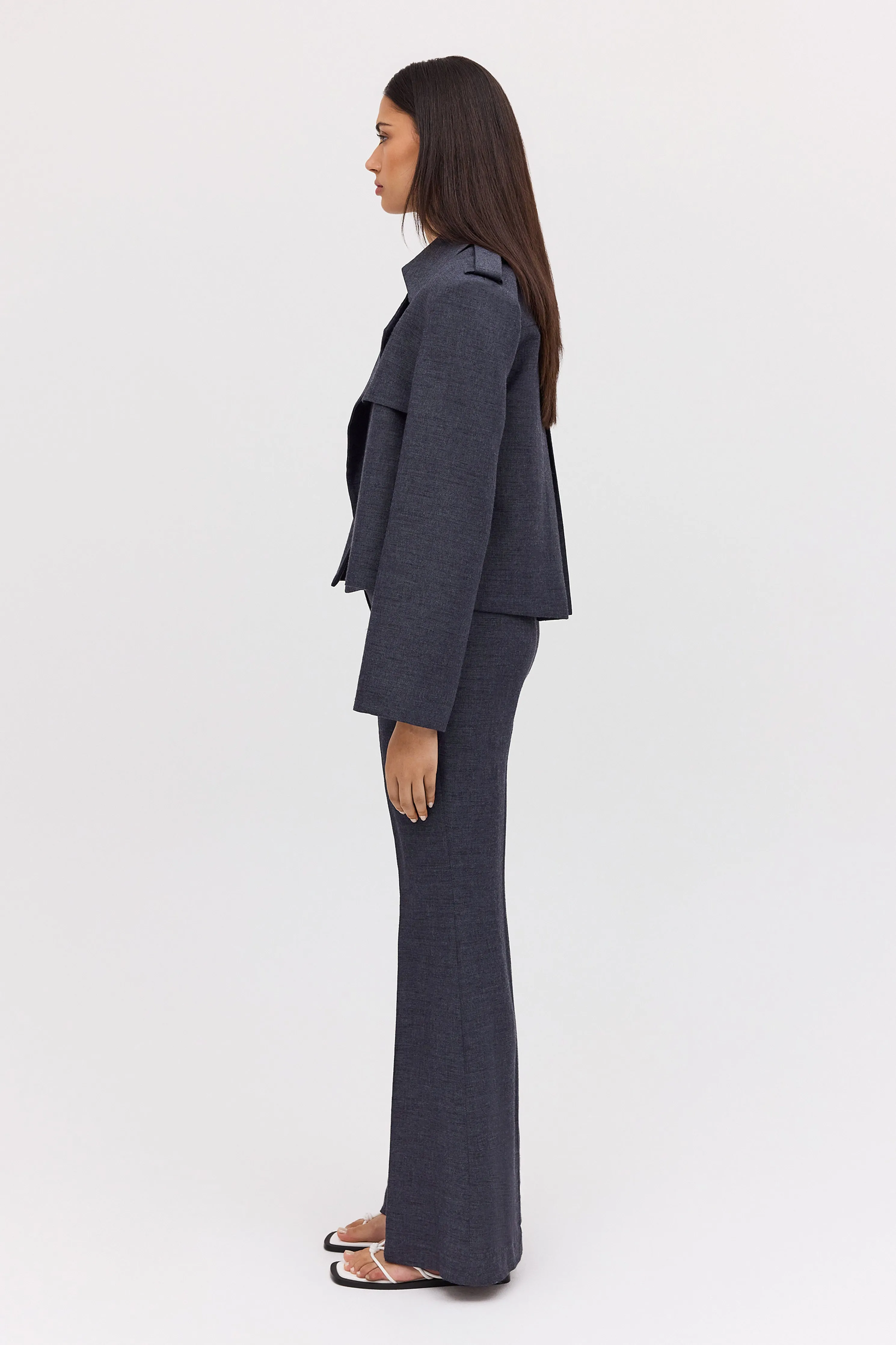 NAVY LINEN ELLIPSIS TRENCH