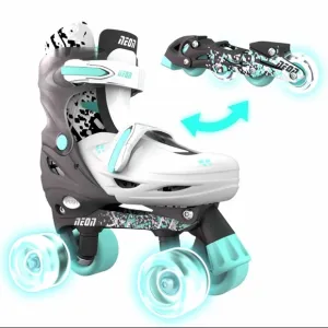 Neon Adjustable Roller Skates - Grey and Aqua