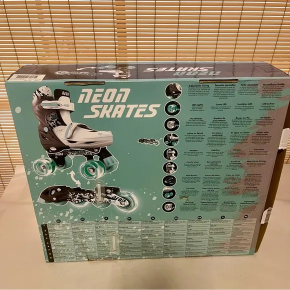 Neon Adjustable Roller Skates - Grey and Aqua