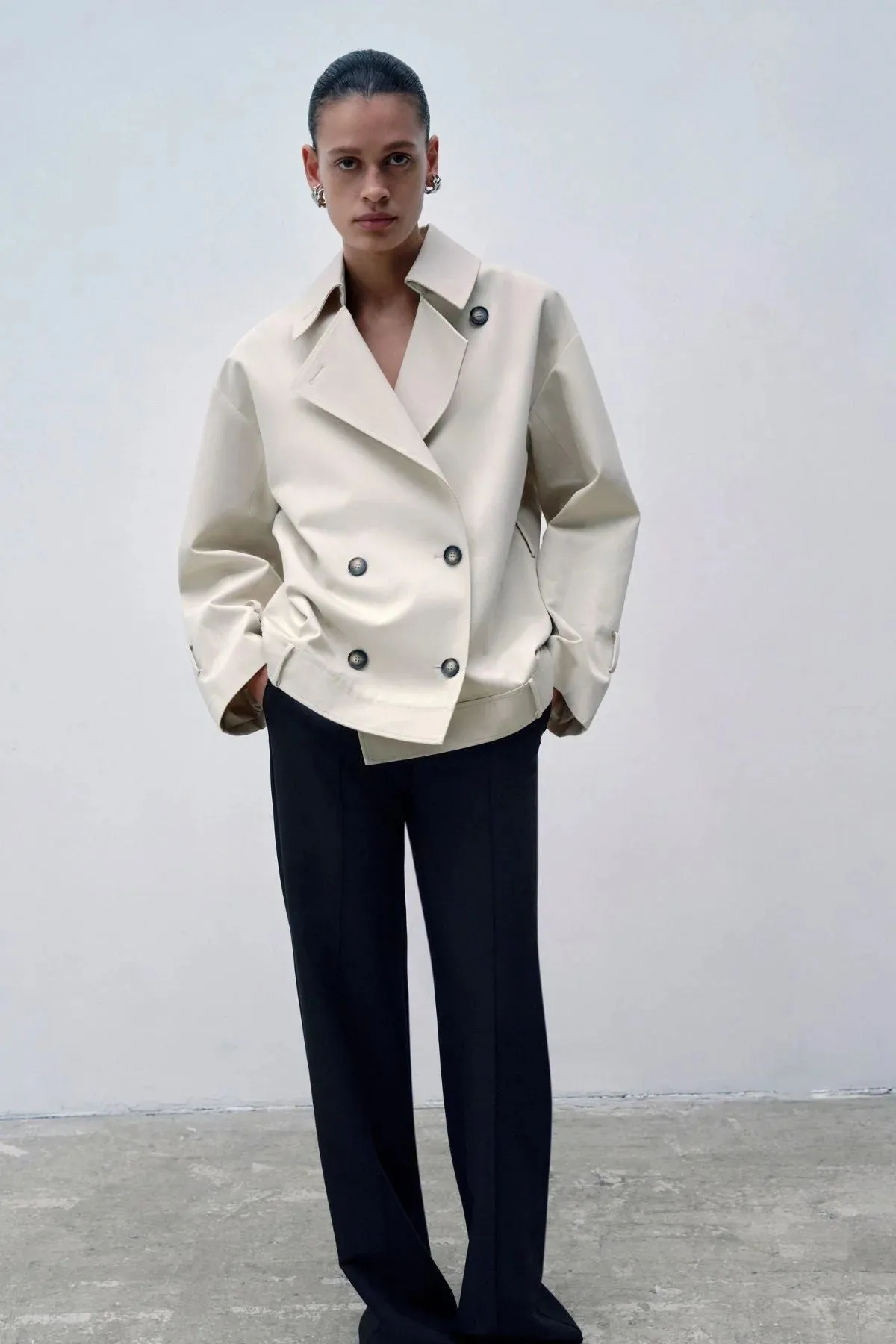 Neroli Short Trench | Alabaster