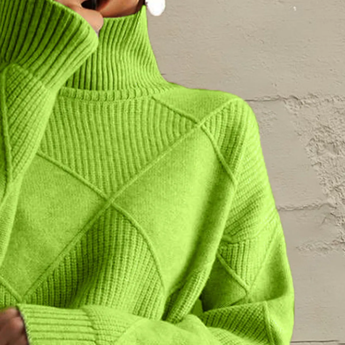 Nessa Geometric Turtleneck Long Sleeve Sweater