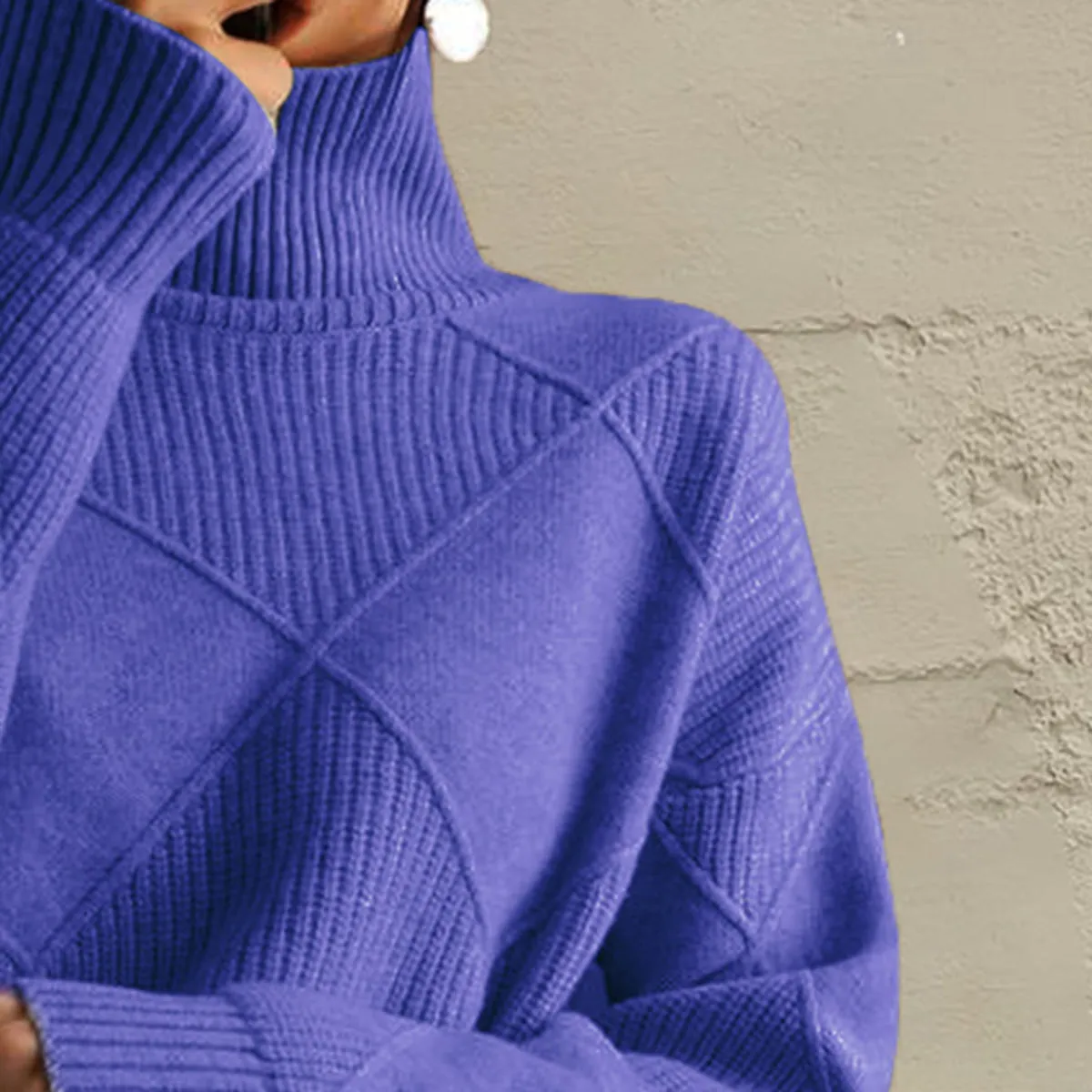 Nessa Geometric Turtleneck Long Sleeve Sweater