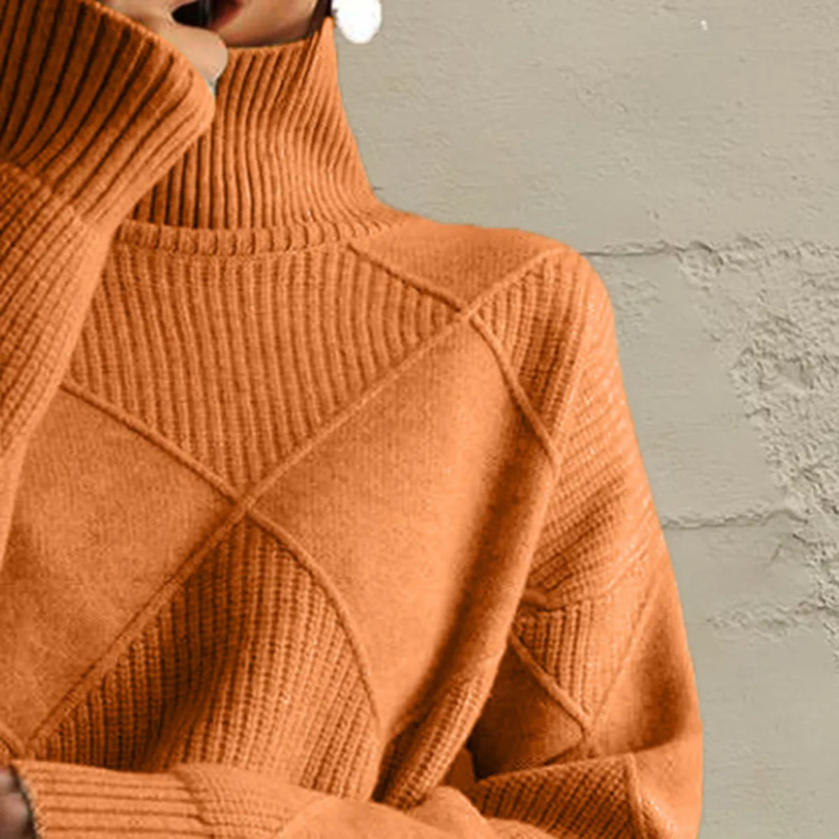 Nessa Geometric Turtleneck Long Sleeve Sweater
