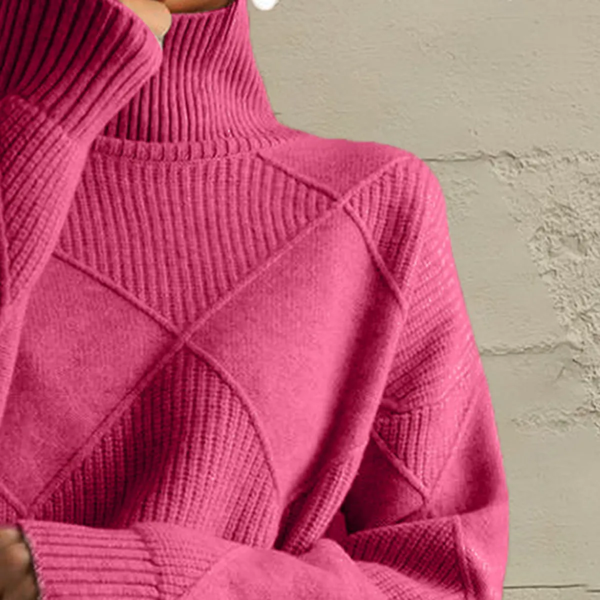 Nessa Geometric Turtleneck Long Sleeve Sweater