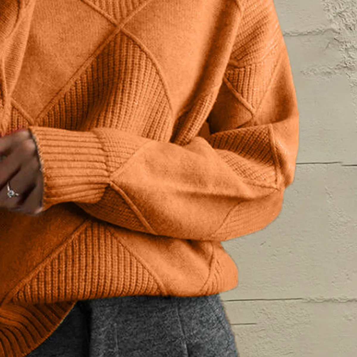 Nessa Geometric Turtleneck Long Sleeve Sweater