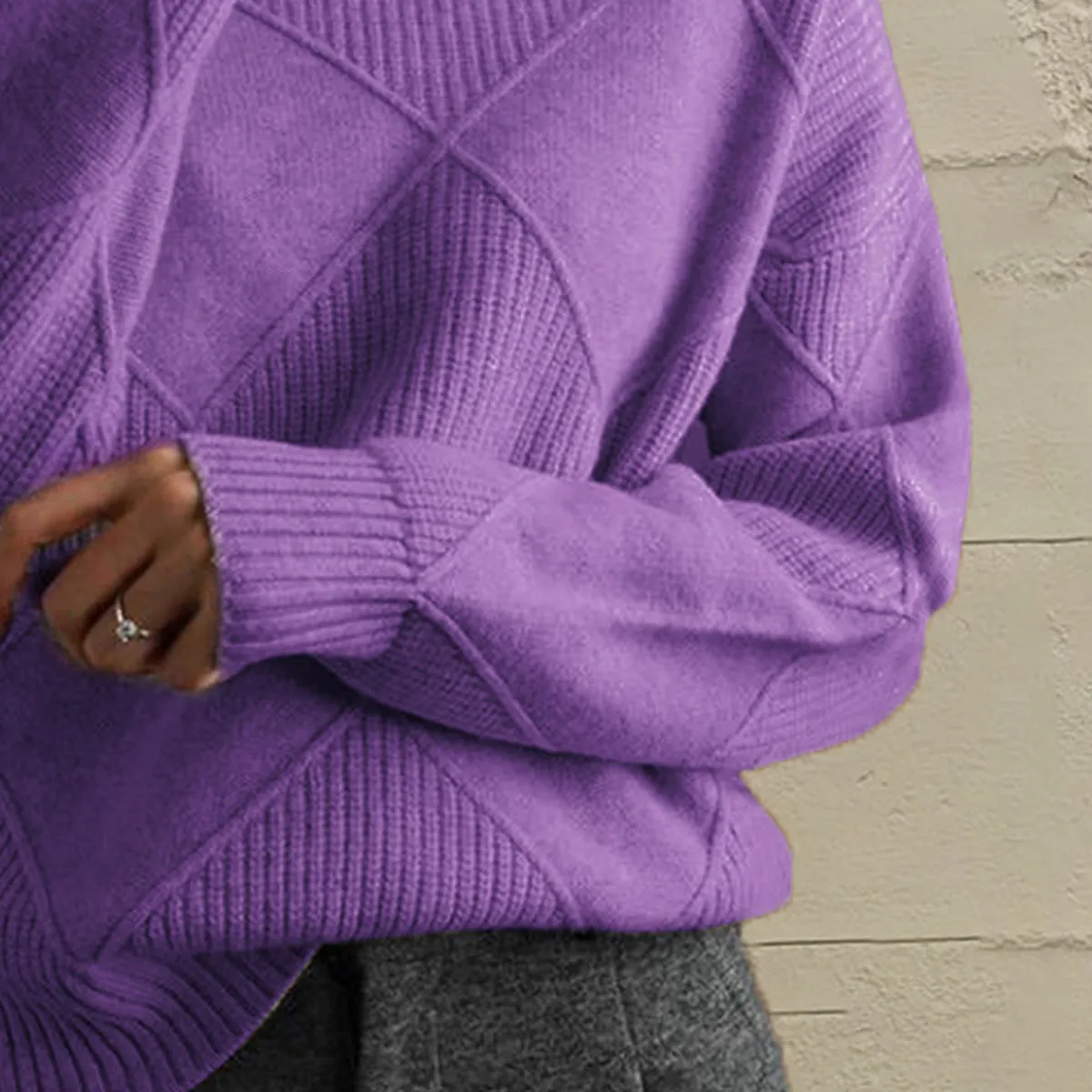 Nessa Geometric Turtleneck Long Sleeve Sweater