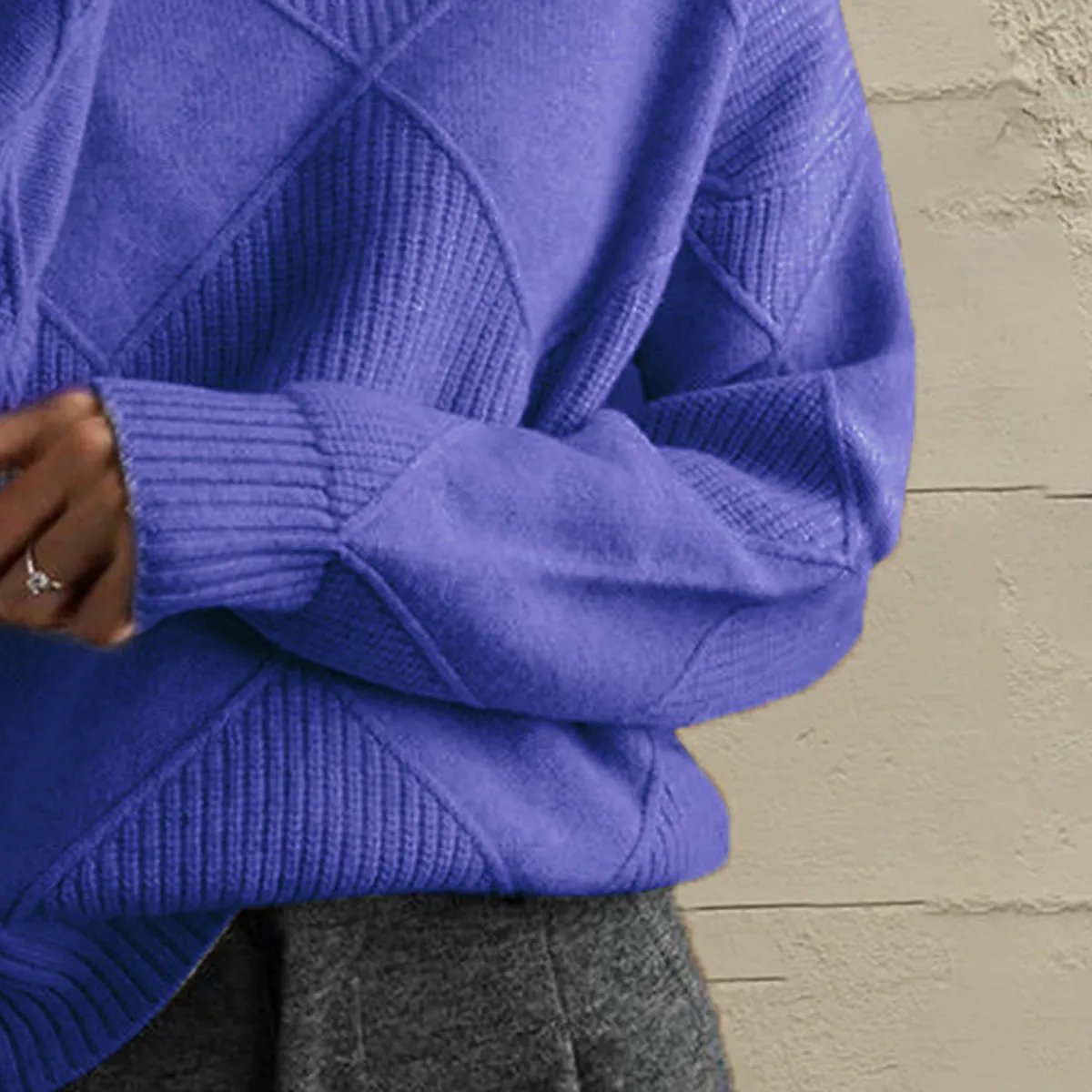 Nessa Geometric Turtleneck Long Sleeve Sweater