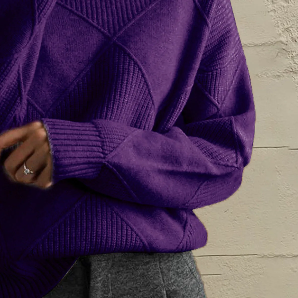 Nessa Geometric Turtleneck Long Sleeve Sweater