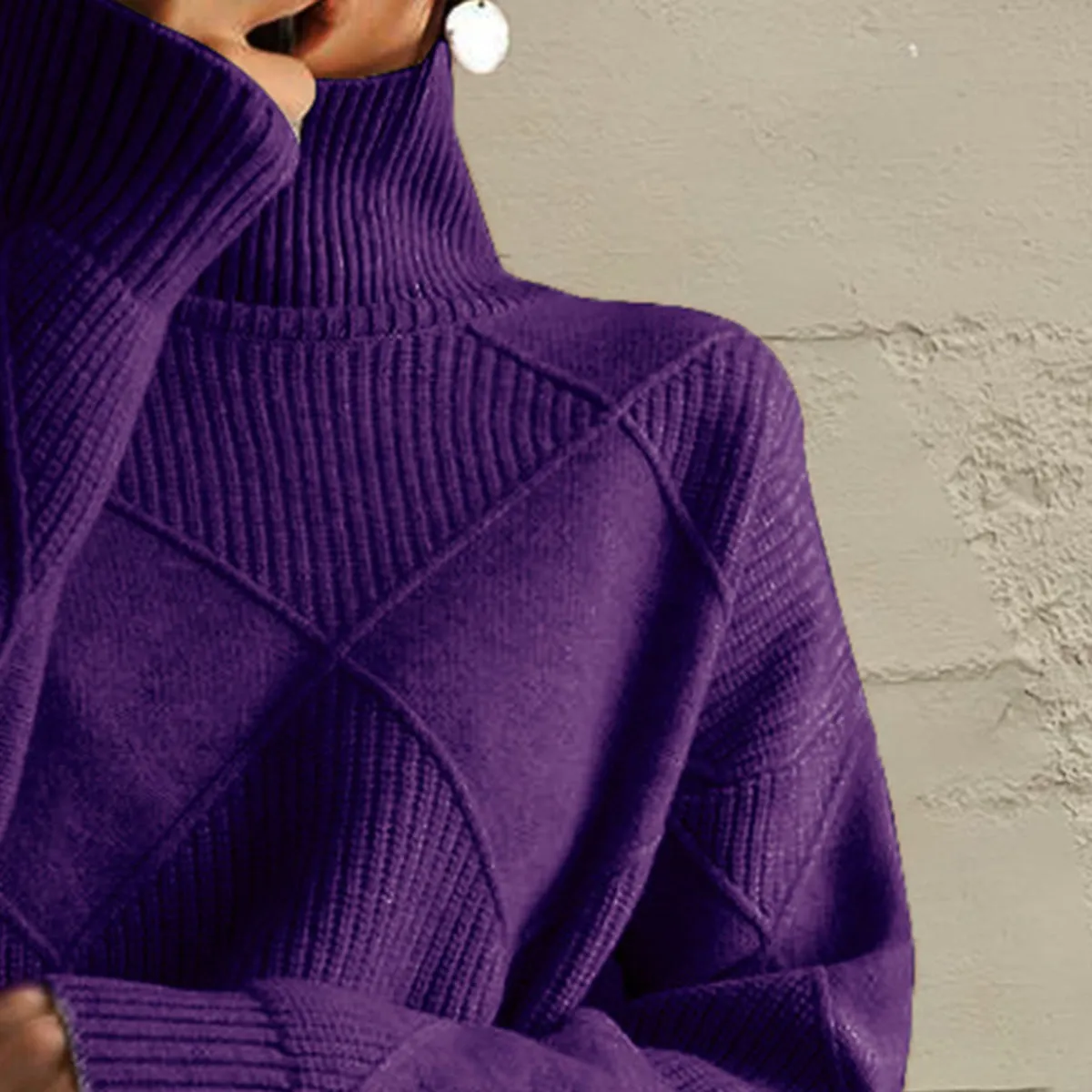 Nessa Geometric Turtleneck Long Sleeve Sweater