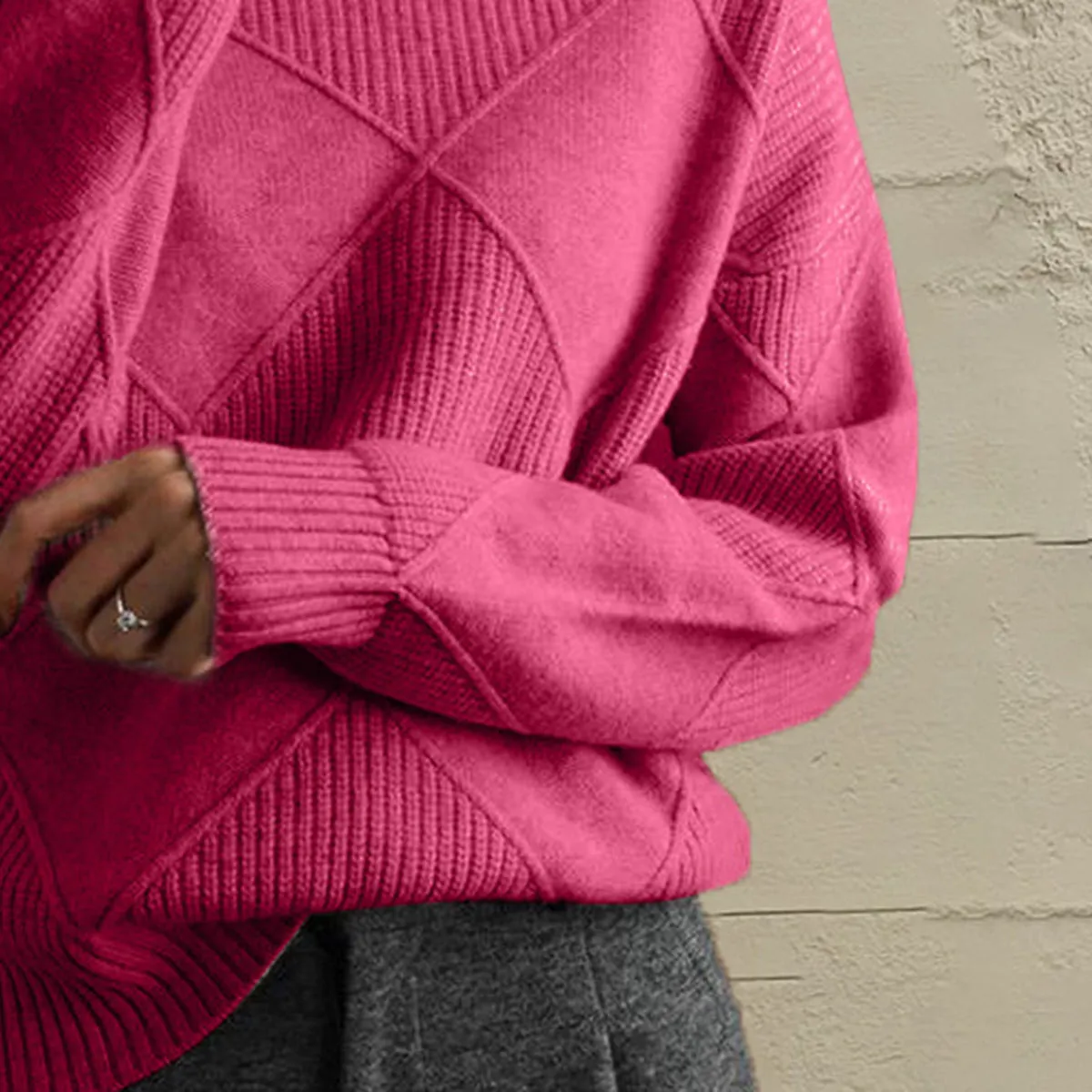 Nessa Geometric Turtleneck Long Sleeve Sweater