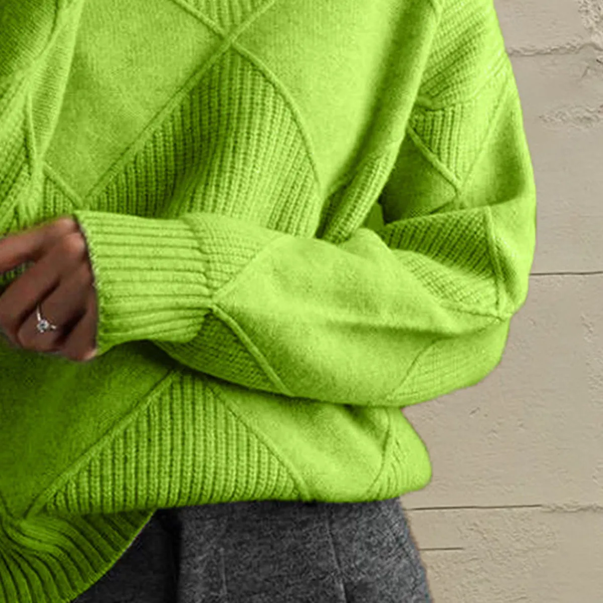 Nessa Geometric Turtleneck Long Sleeve Sweater