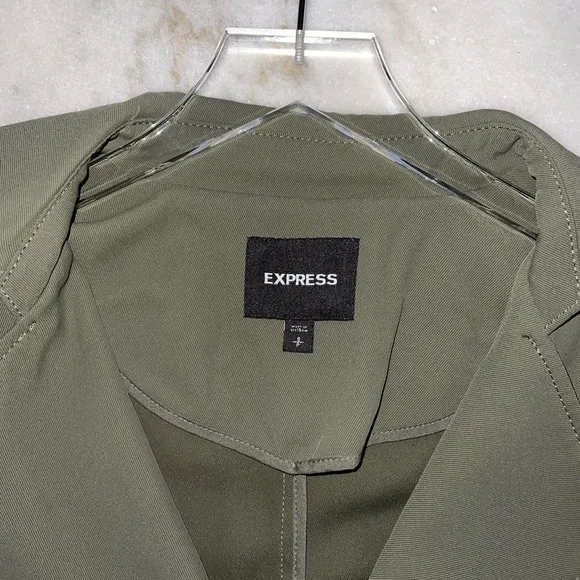 New Express Olive Green Soft Flowy Button Front Trench Jacket Coat