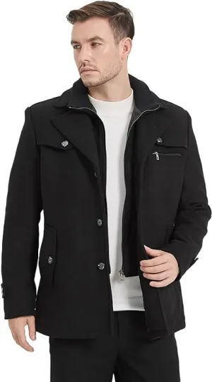 NEW Litteking Men's Winter Pea Coat Casual Woolen Trench Coat Single Breasted Short Wool Jacket - Size Medium - Retails $150 