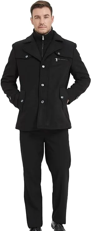 NEW Litteking Men's Winter Pea Coat Casual Woolen Trench Coat Single Breasted Short Wool Jacket - Size Medium - Retails $150 