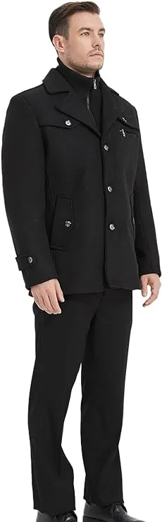 NEW Litteking Men's Winter Pea Coat Casual Woolen Trench Coat Single Breasted Short Wool Jacket - Size Medium - Retails $150 