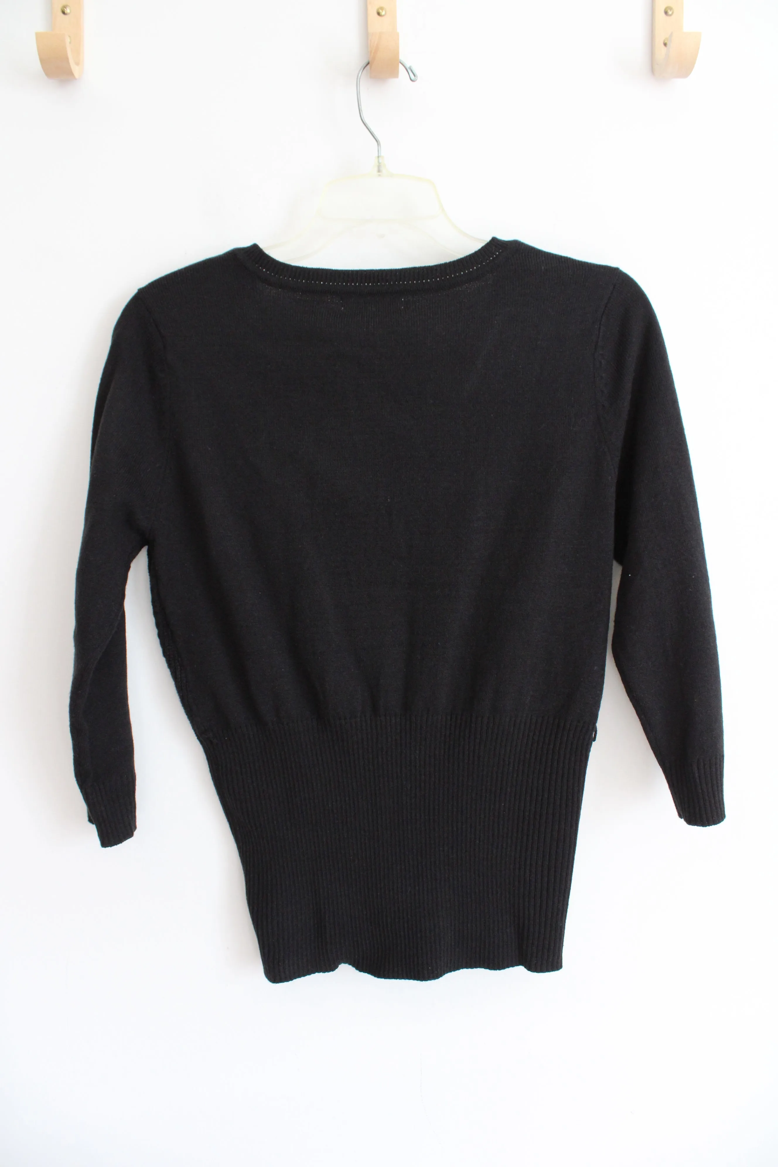 New York & Company Black Fitted Ribbed Sweater | S