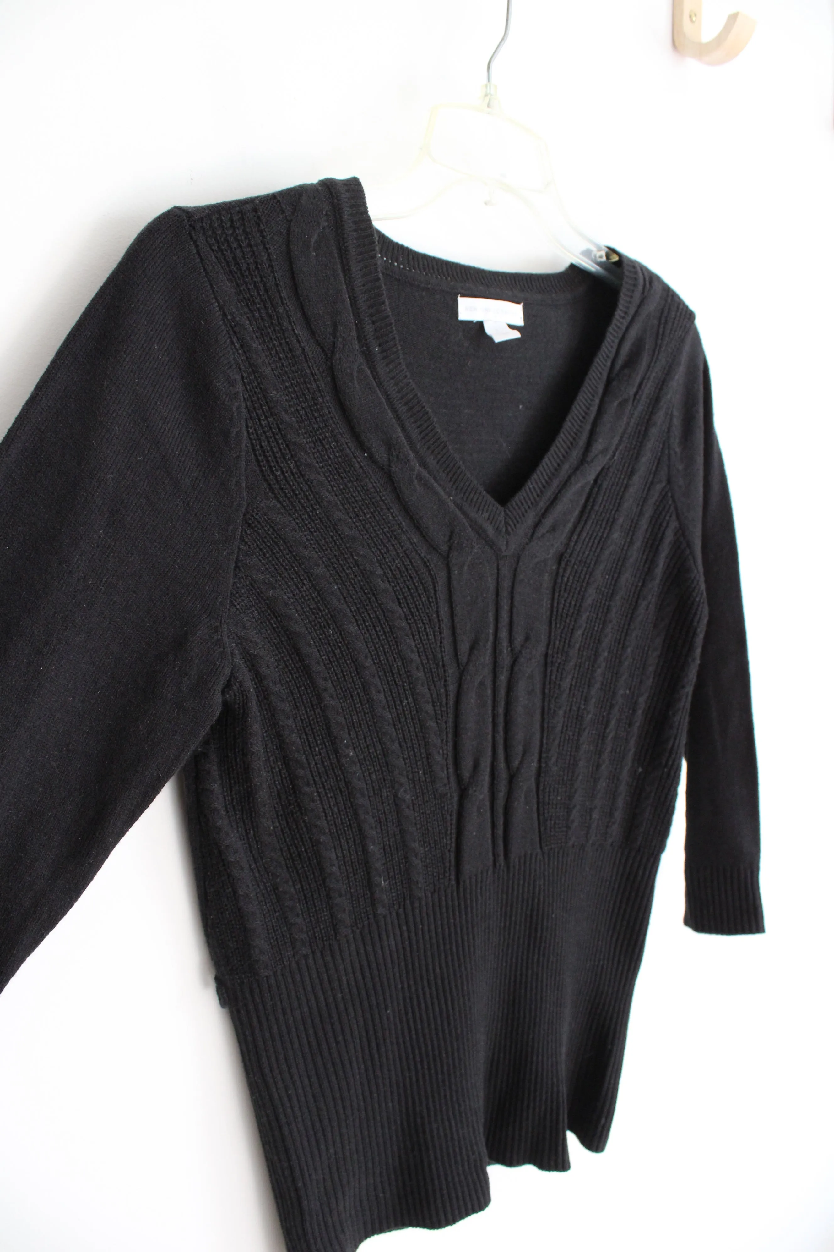 New York & Company Black Fitted Ribbed Sweater | S