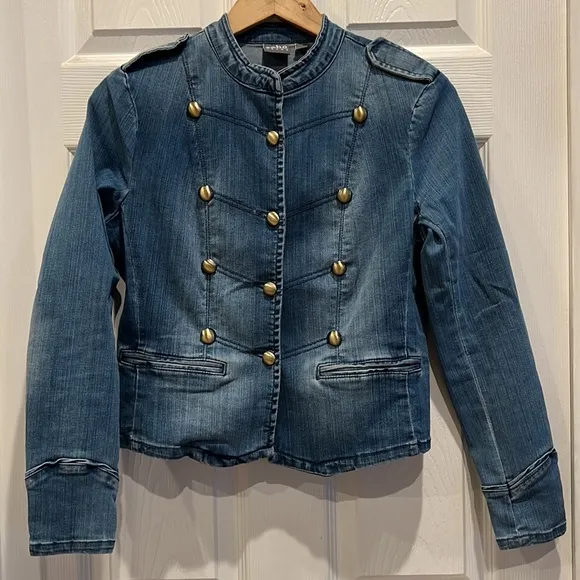 New York and Company Military Style Denim Jacket