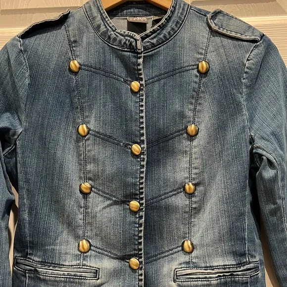 New York and Company Military Style Denim Jacket