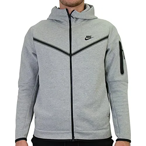 Nike M NSW Tch FLC Hoodie Fz Wr Joggers & Tracksuits Men Grey/Black - S - Jackets Pants