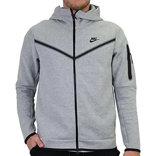 Nike M NSW Tch FLC Hoodie Fz Wr Joggers & Tracksuits Men Grey/Black - S - Jackets Pants