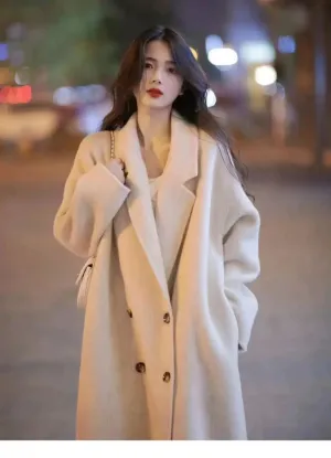 Notch Lapel Double-Breasted Wool Coat