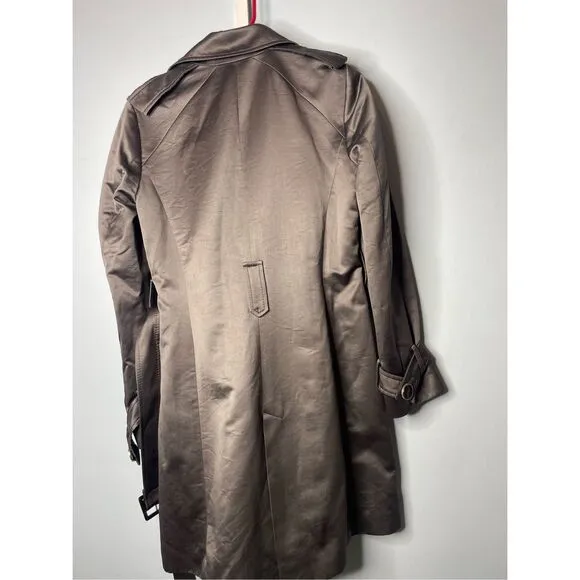 NWOT Zara Women's Metallic Brown Double Breasted Trench Coat Size Small