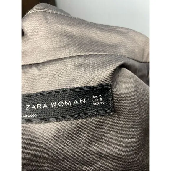 NWOT Zara Women's Metallic Brown Double Breasted Trench Coat Size Small