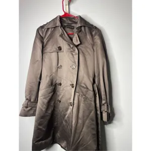 NWOT Zara Women's Metallic Brown Double Breasted Trench Coat Size Small